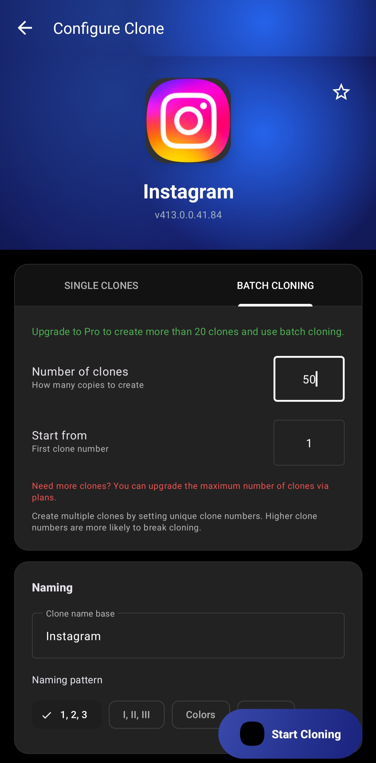 App Cloning Feature - Batch clone any app instantly